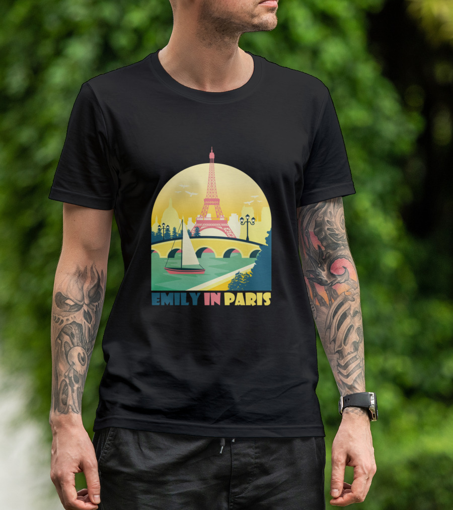 Emily In Paris Eiffel Tower And Sailboat Scene T-Shirt