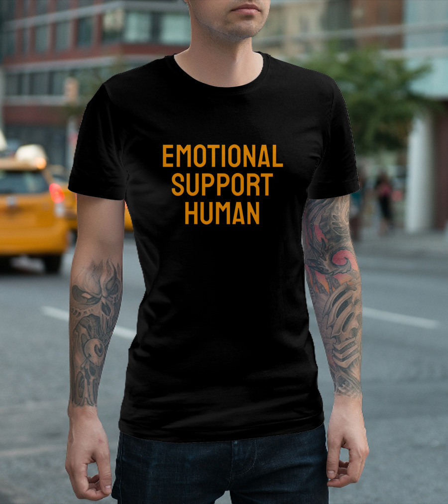 Emotional Support Human Yellow Text Bold Display T-Shirt