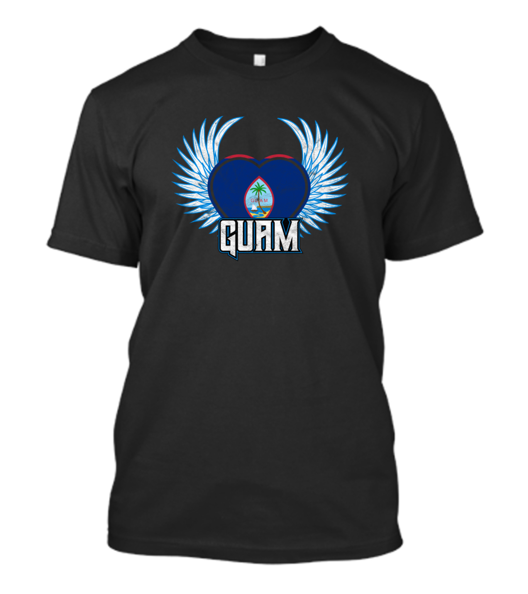 Guam Blue Heart And Wings With Seal T-Shirt