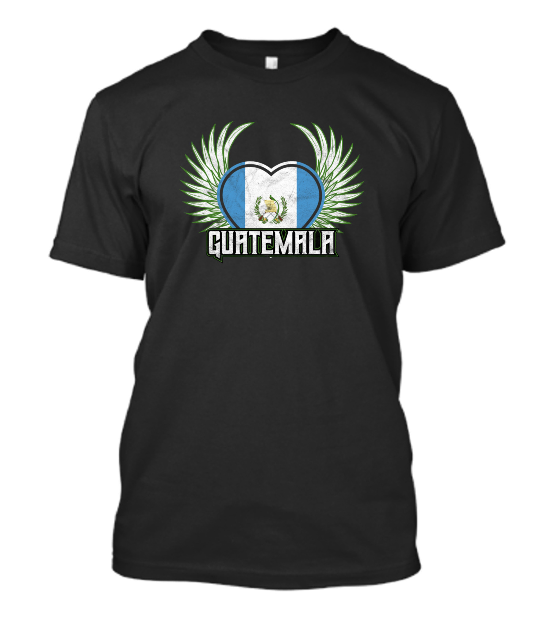 Guatemala Flag Heart With Wings Crest T-Shirt