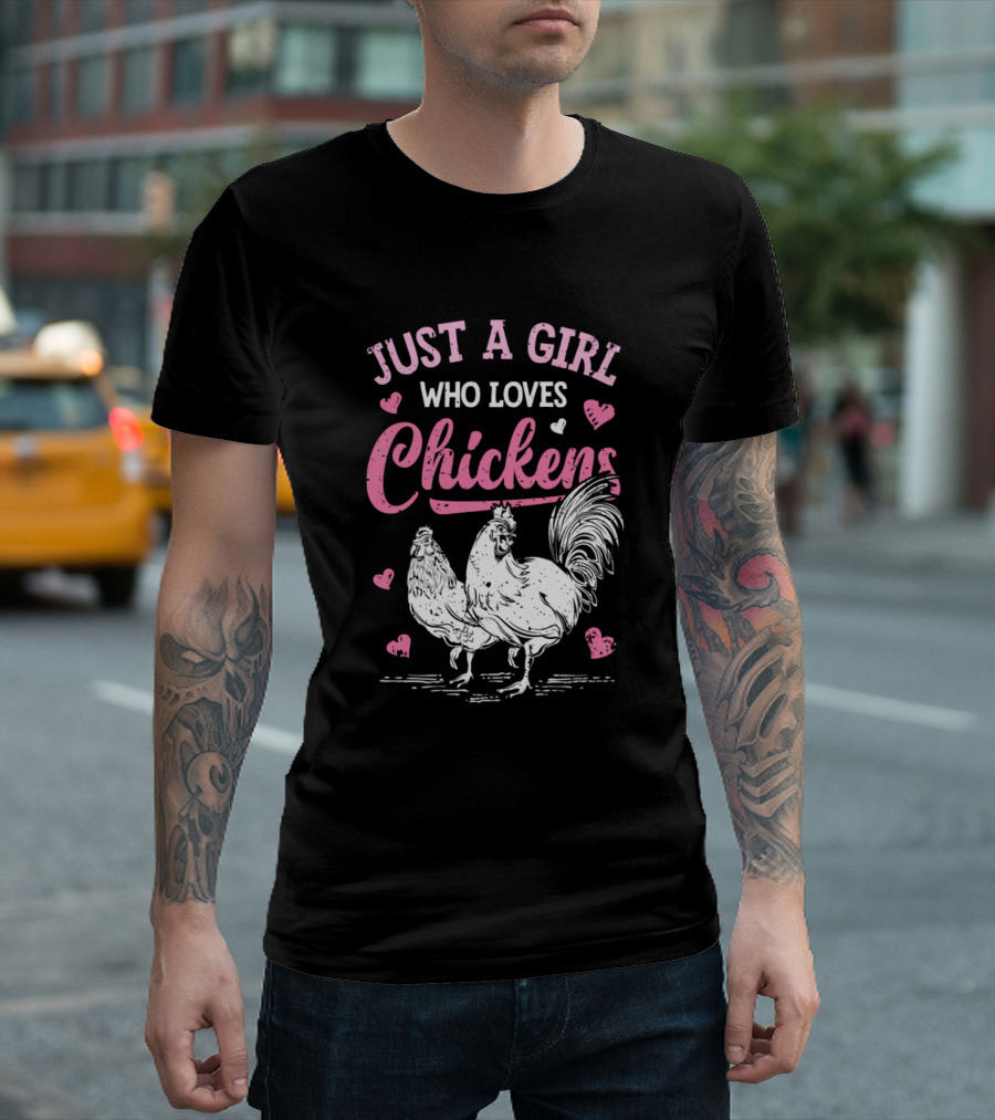 Just A Girl Who Loves Chickens Chicken Lover Hearts T-Shirt