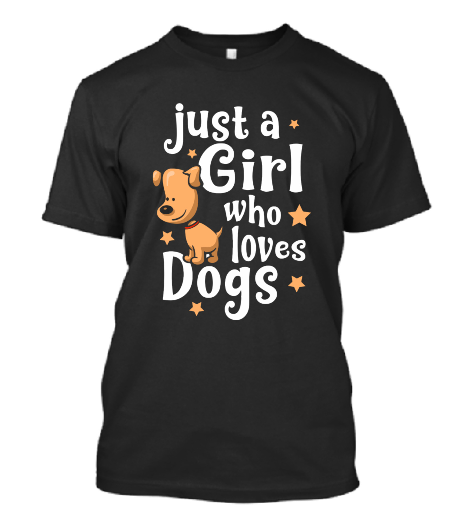 Just A Girl Who Loves Dogs Cute Cartoon Dog Stars T-Shirt