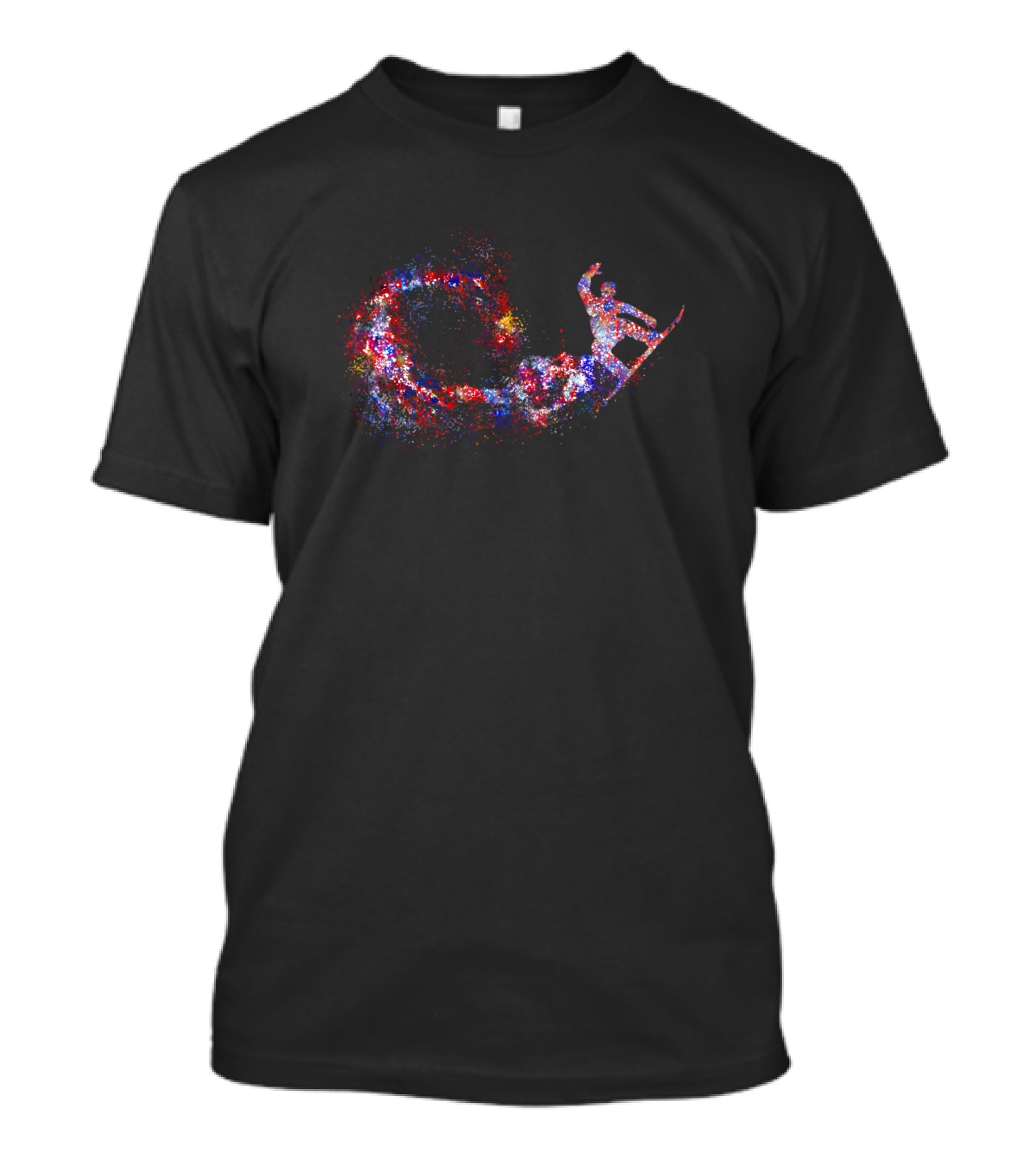 Male Snowboarder Cosmic Galaxy Burst T-Shirt
