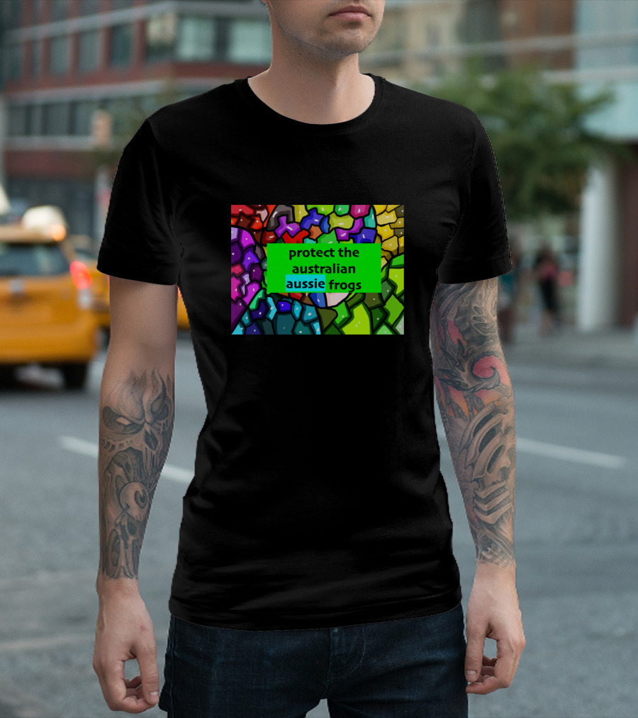 Protect The Australian Aussie Frogs Stained Glass Colorful T-Shirt