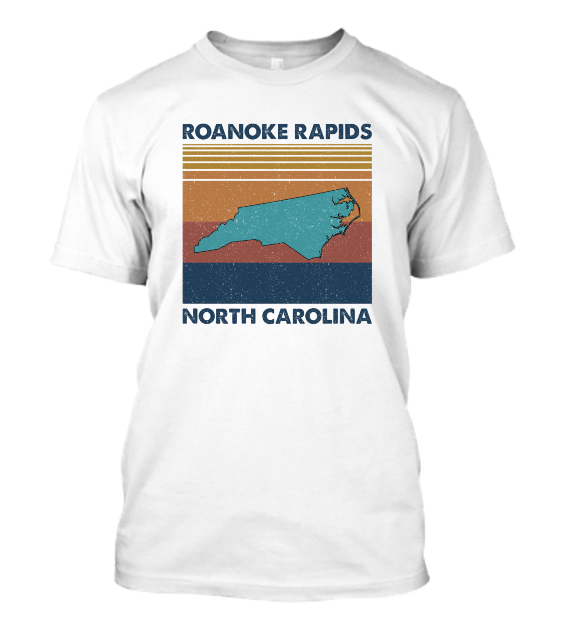 Roanoke Rapids North Carolina Vintage State Map Retro Stripes T-Shirt