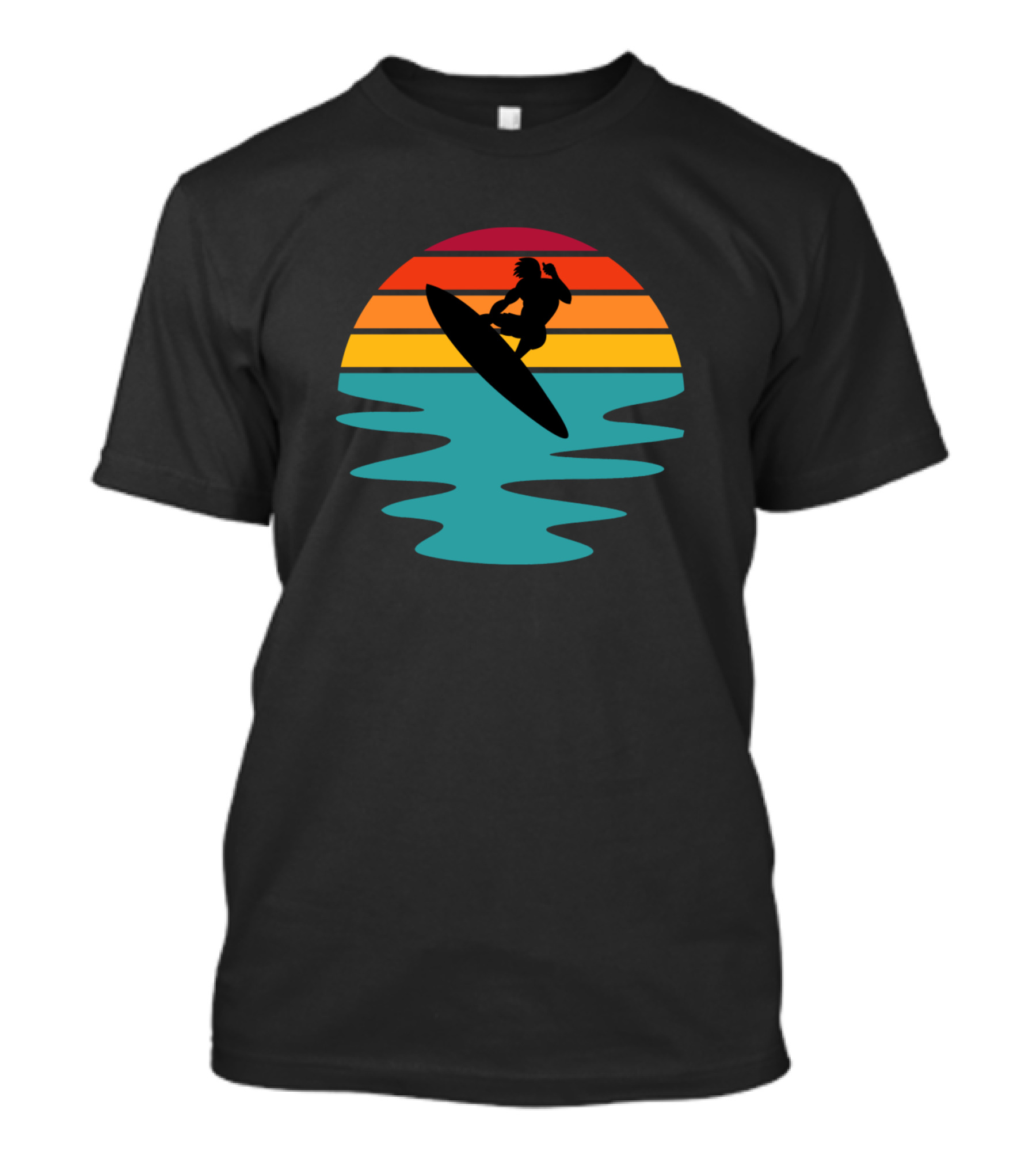 Surfer Sunset Silhouette Vintage Waves Ocean Scene T-Shirt
