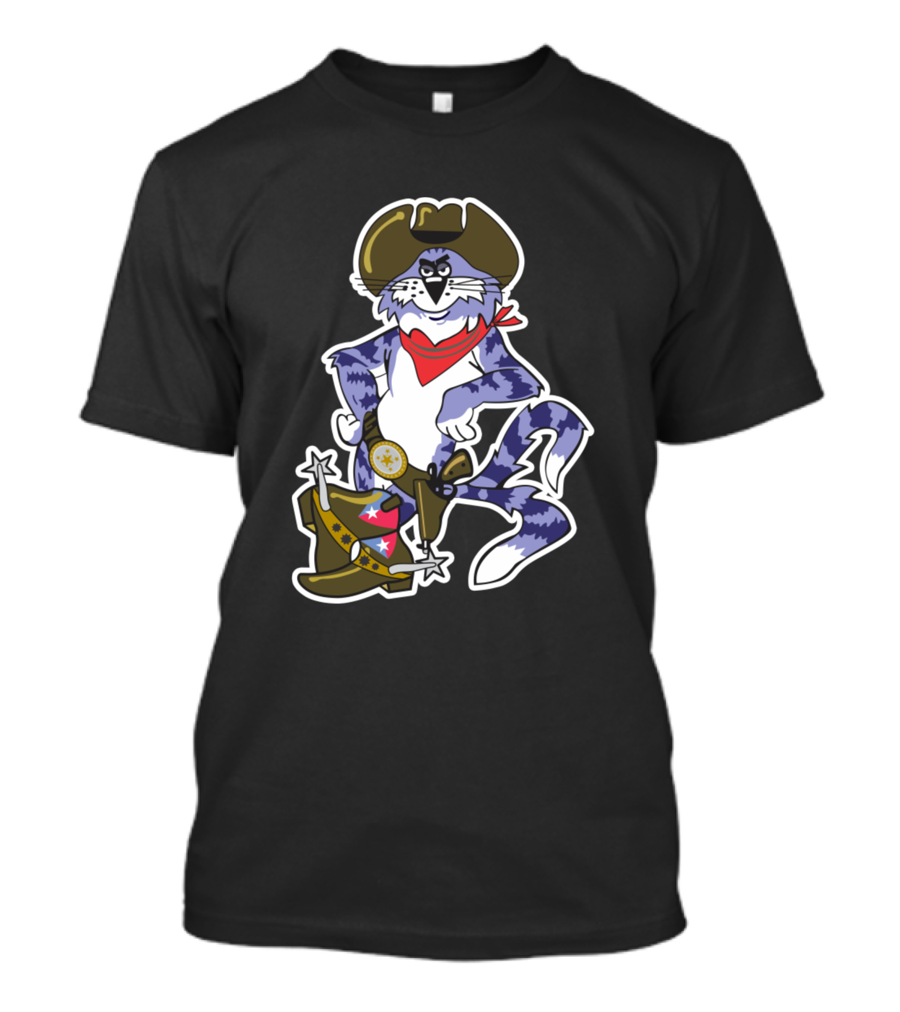 Tomcat Anytime Yall Cowboy Cat With Western Hat And Red Bandana T-Shirt