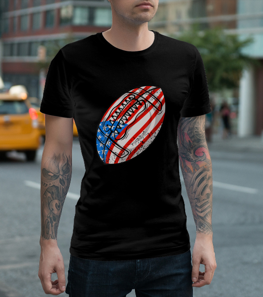 Cute Funny 4th of July American Flag Football Amer T-Shirt