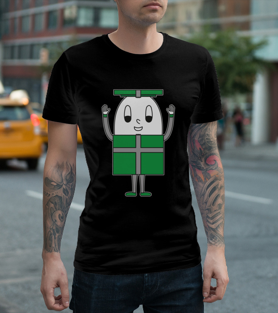 Egg Present Character with Green Wrapping and Happy Face T-Shirt