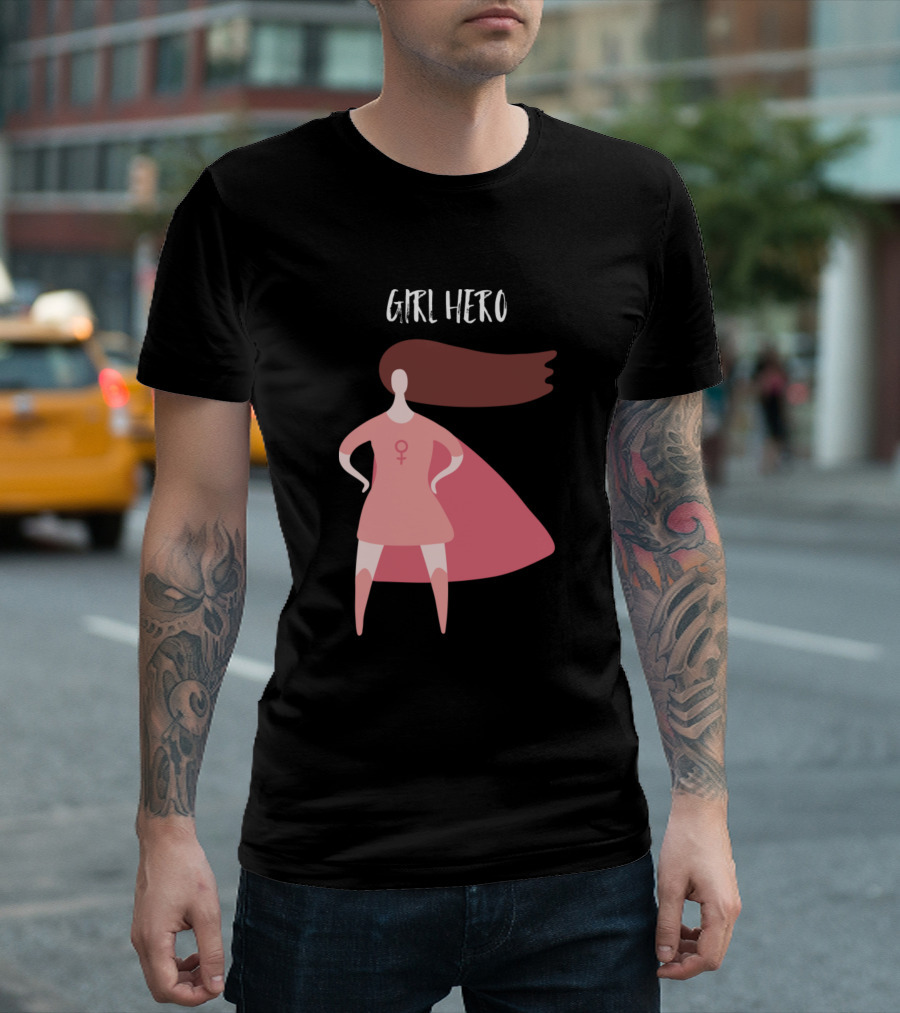 Empowered Girl Hero with Female Symbol Cape T-Shirt