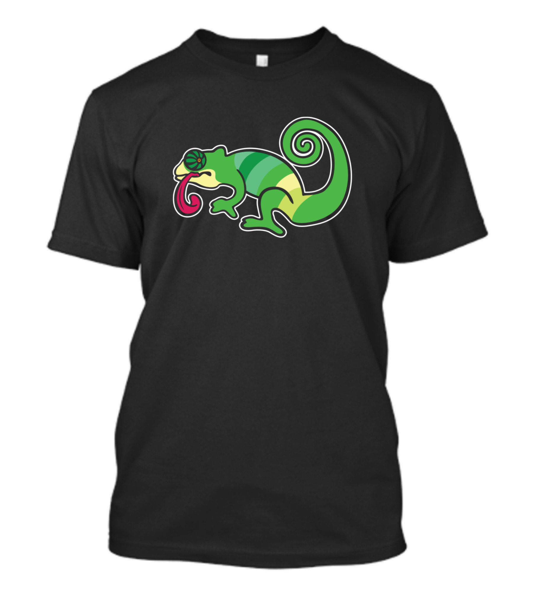 Green Chameleon Tongue Vibrant Spiral Tail T-Shirt