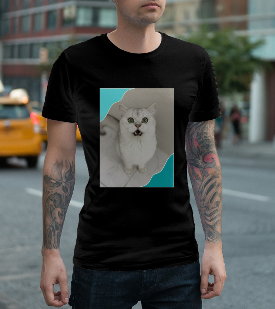 Green Eyes Cute Cats White Fluffy Kitty T-Shirt