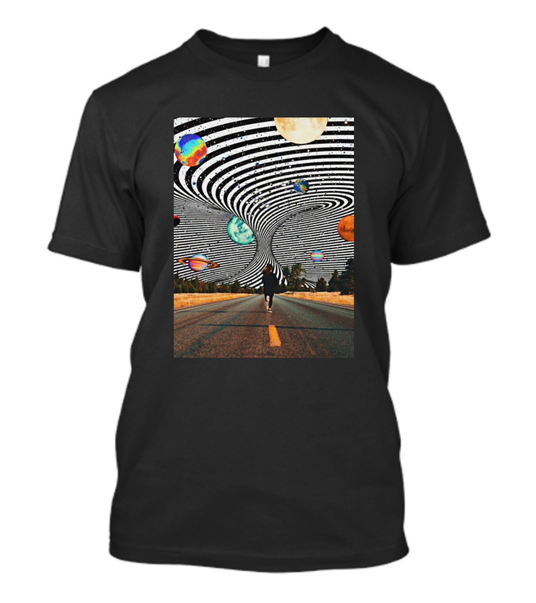 I Love Painting Mamy Surreal Cosmic Road Trip With Planets And Whirling Sky T-Shirt