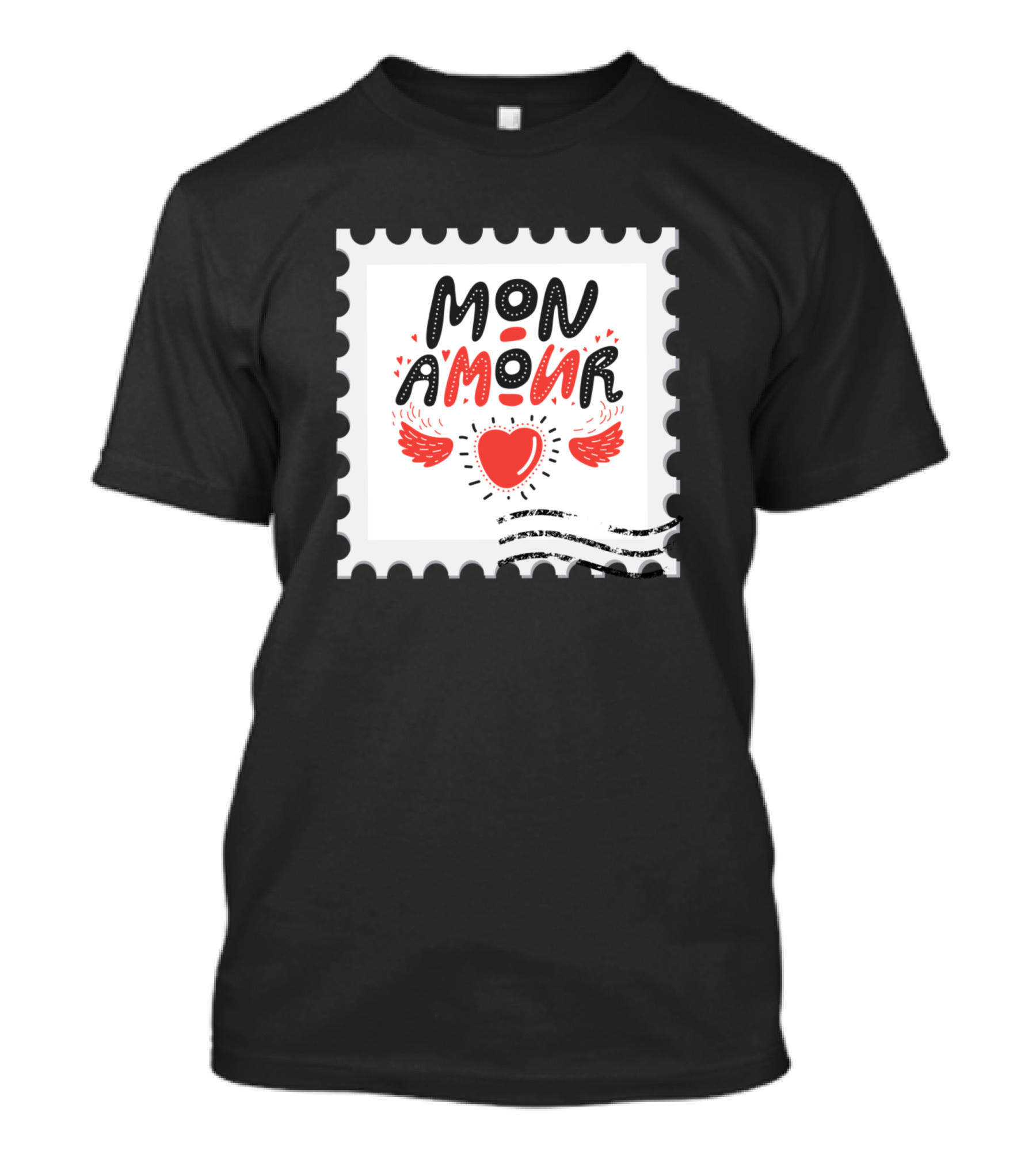 Stamp Heart Wings Mon Amour T-Shirt