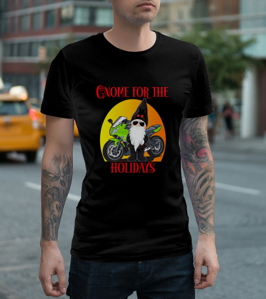 Gnome for the Holidays Motorcycle Sport Bike Christmas T-Shirt