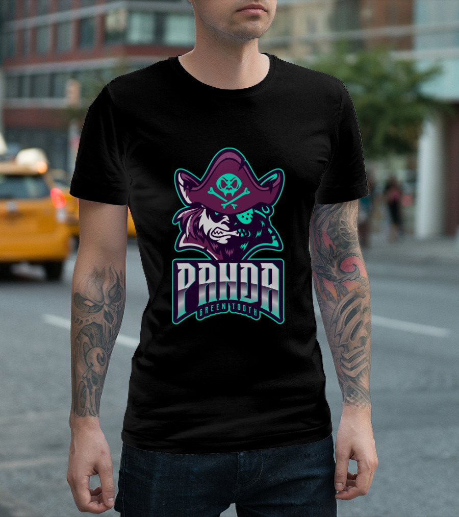 Panda Green Tooth Pirate Skull Hat T-Shirt