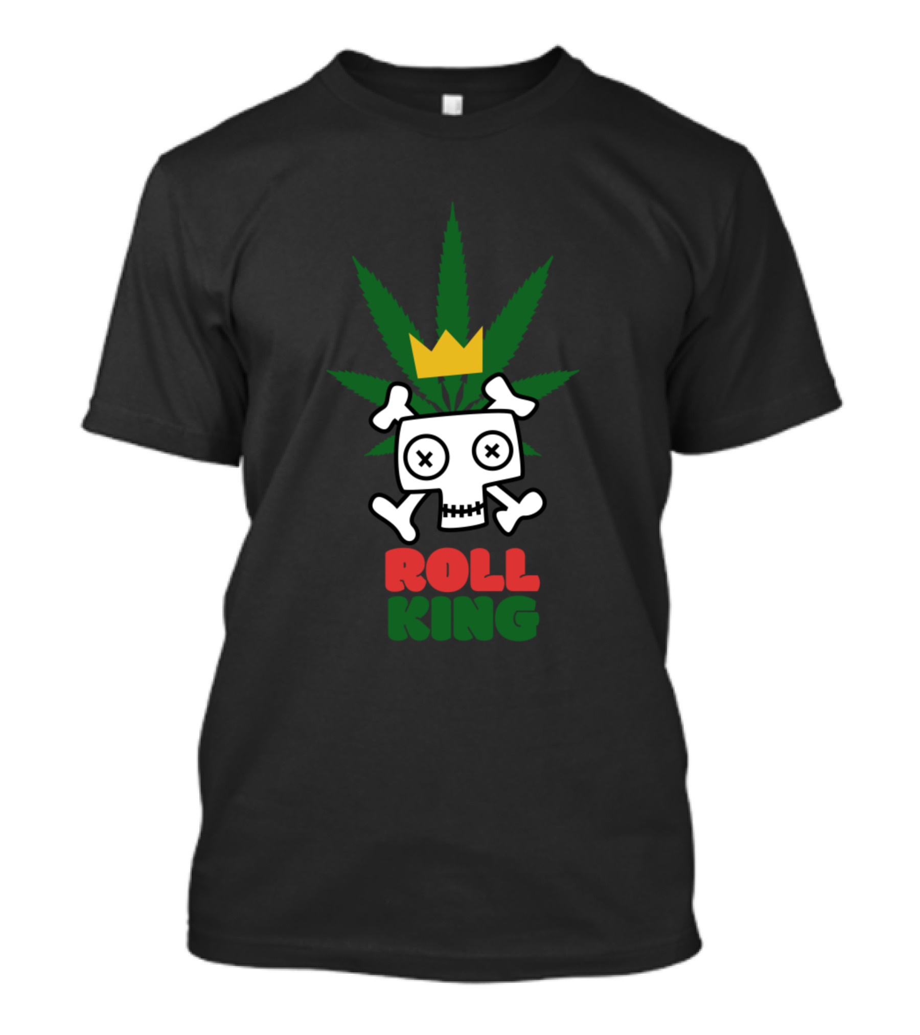 Roll King Skull With Crown And Cannabis Leaf T-Shirt
