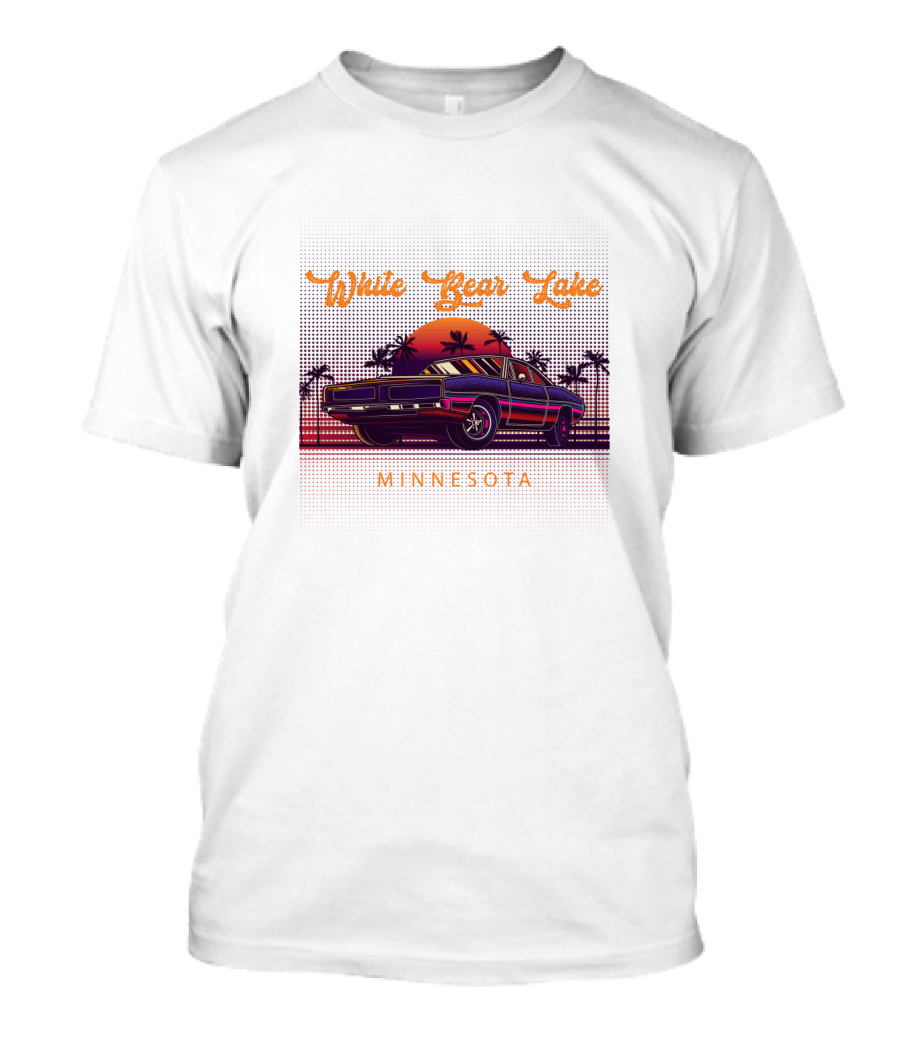 White Bear Lake Minnesota Vintage Car Sunset Scene T-Shirt