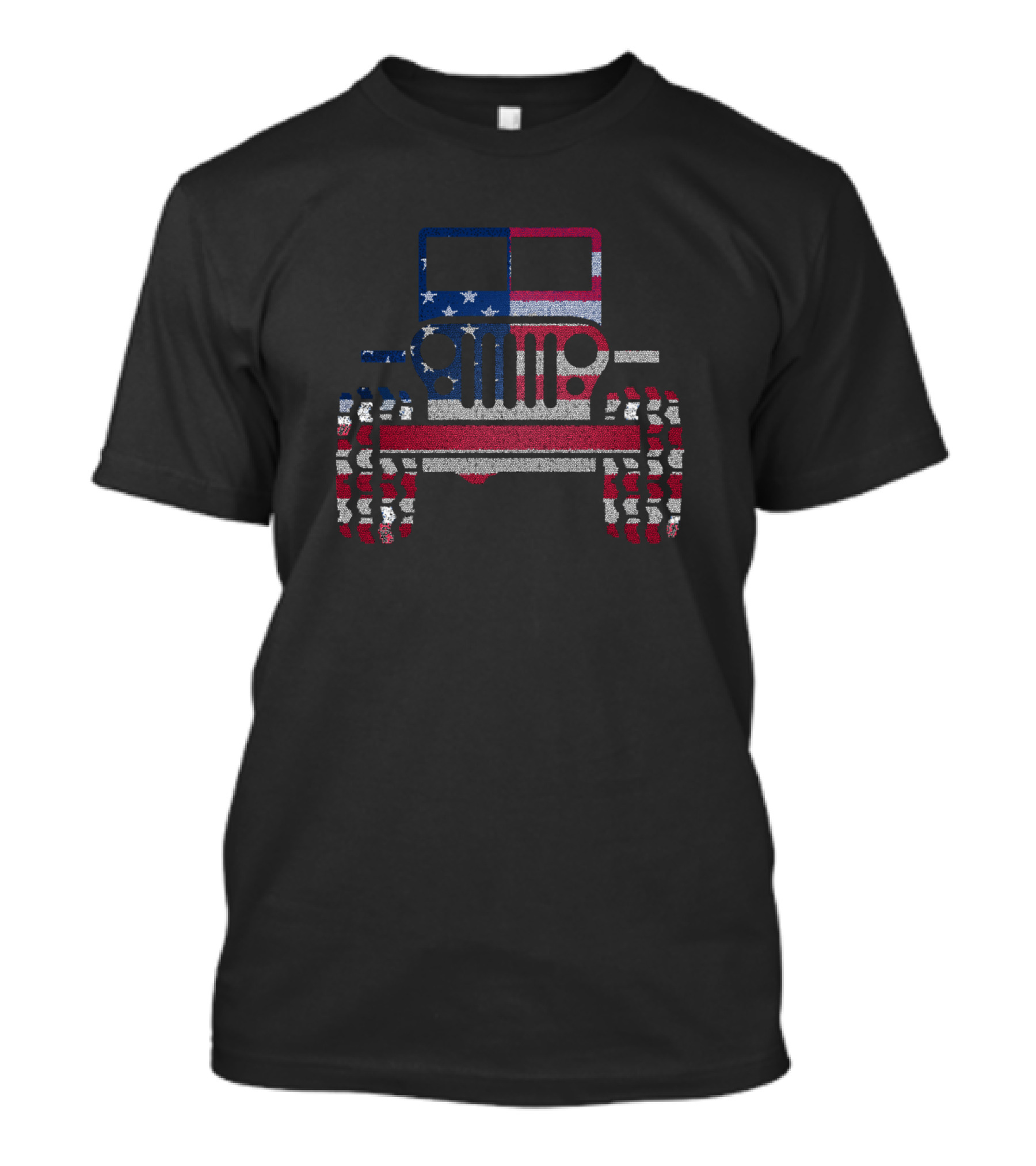 American Flag Jeep Front View T-Shirt
