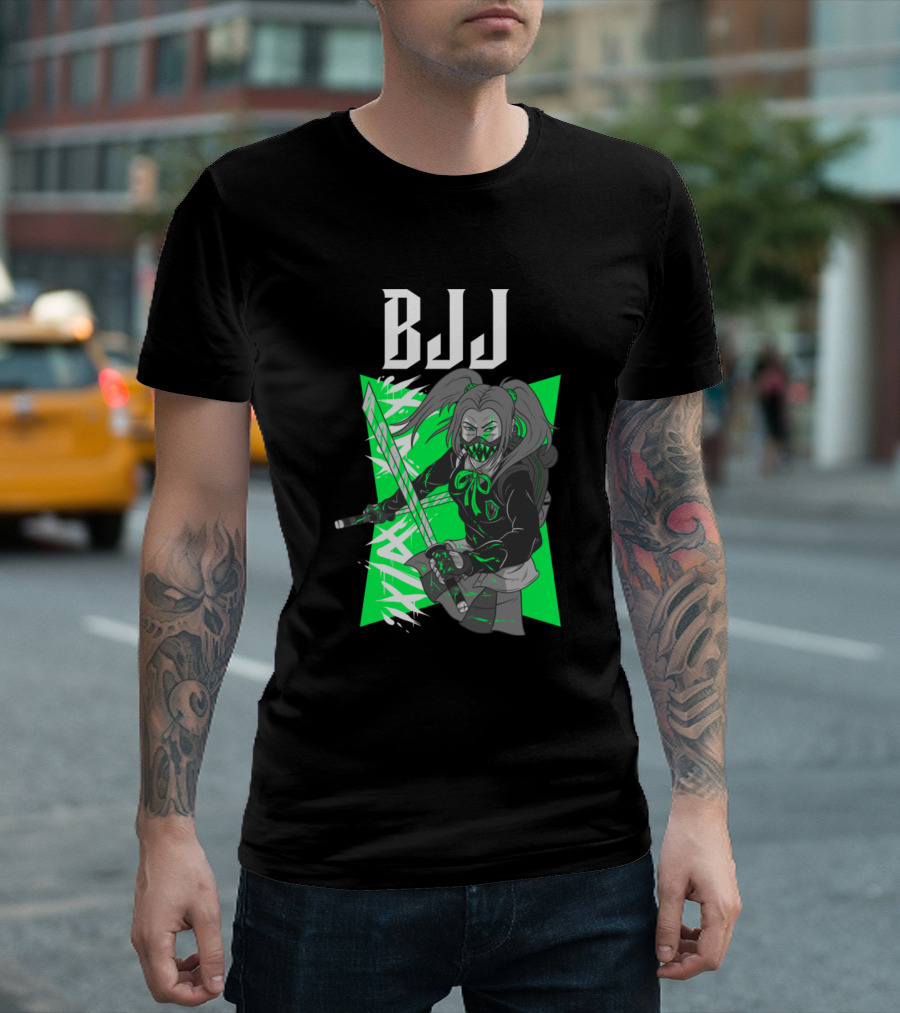 BJJ Anime Girl Sword Green T-Shirt