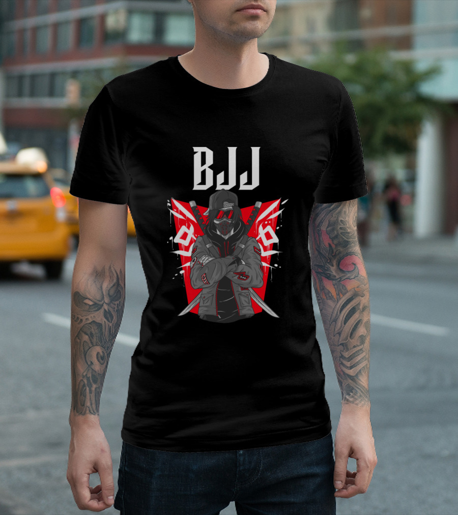 BJJ Anime Guy Red Samurai Warrior 1986 T-Shirt