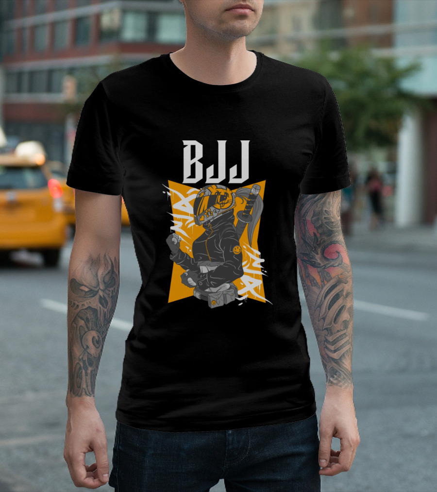 BJJ Biker Girl with Helmet and Katana T-Shirt