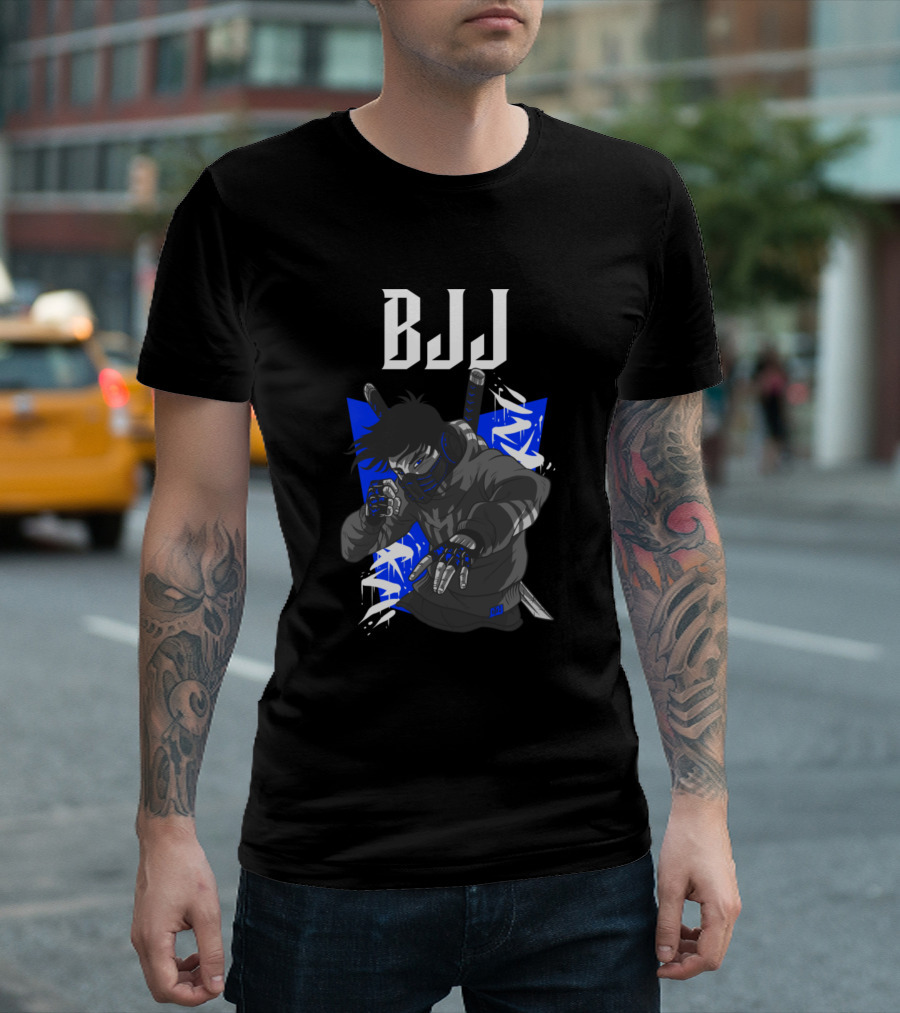BJJ Ninja Blue Samurai Martial Arts T-Shirt