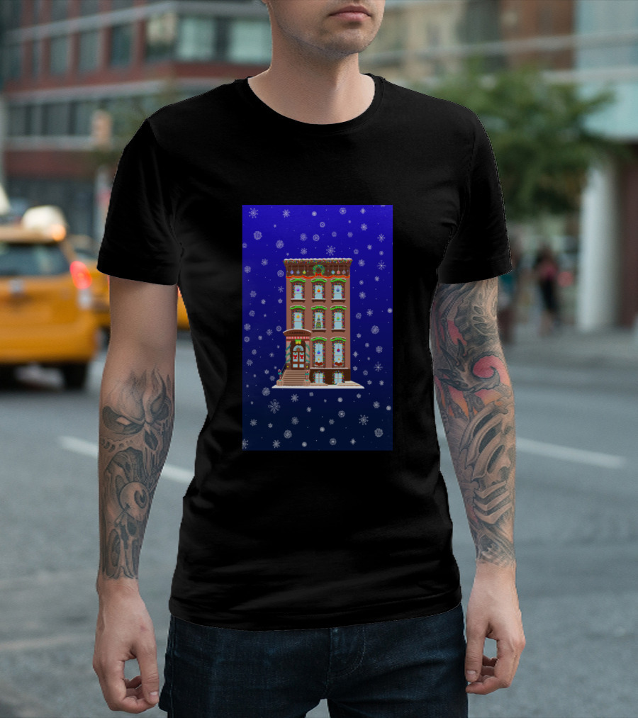 Christmas Snowfall Brooklyn Brownstone Decor T-Shirt