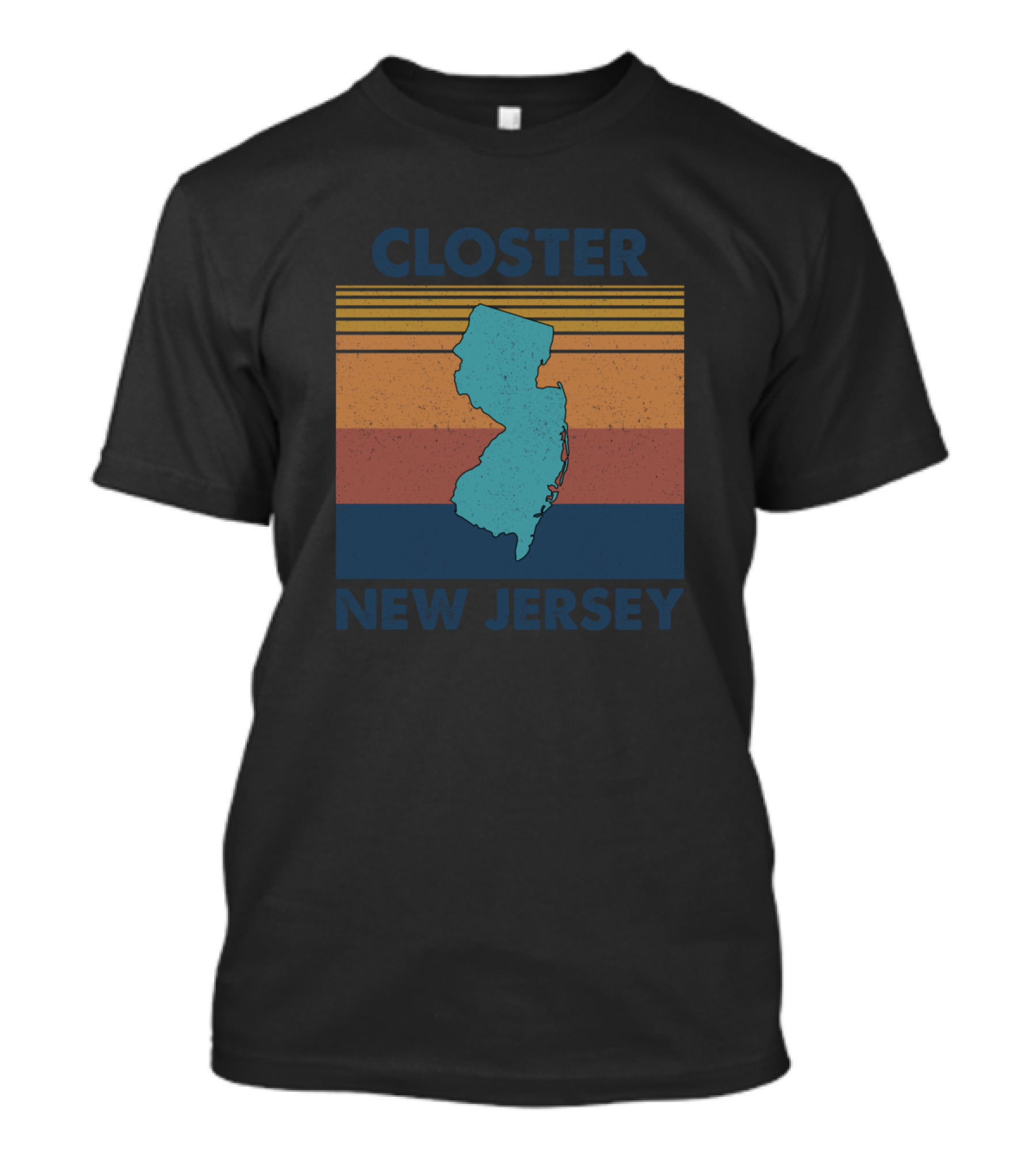 Closter New Jersey Retro Map Sunset Stripes T-Shirt