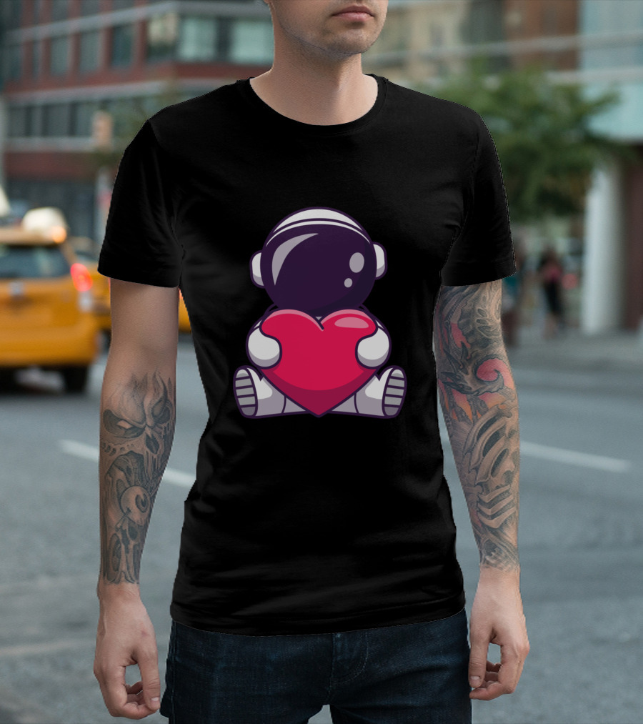 Cute Astronaut Holding Heart T-Shirt