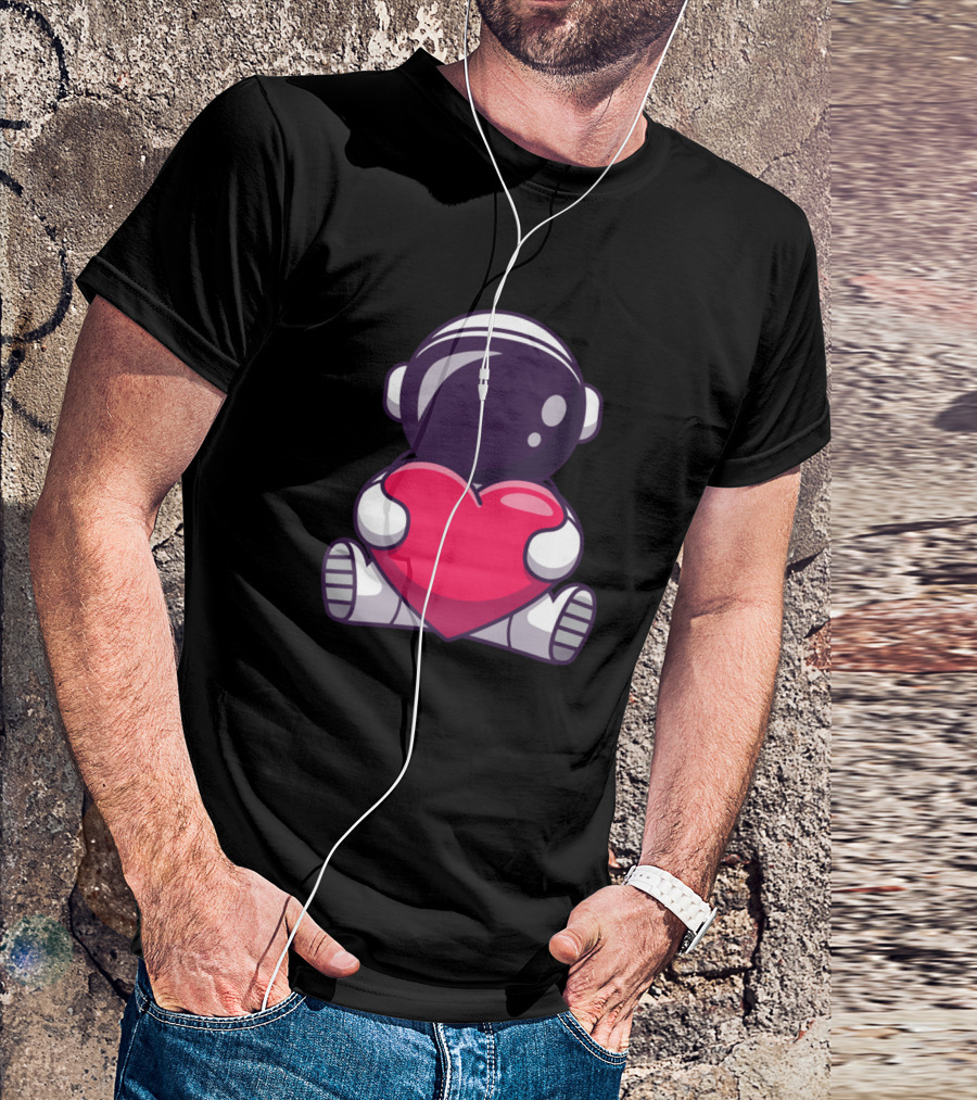 Cute Astronaut Holding Heart T-Shirt