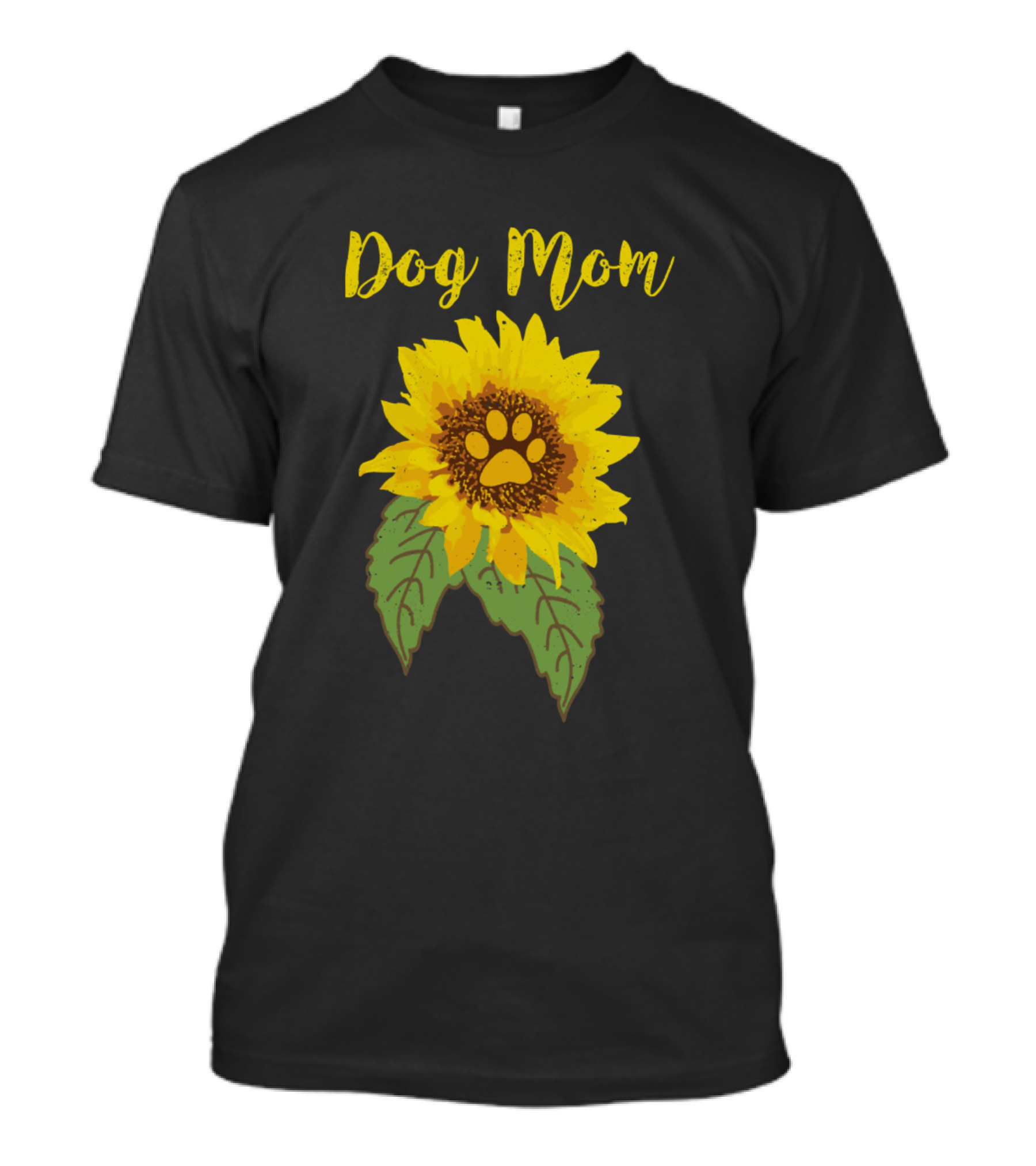 Dog Mom Sunflower Paw Print Fur Pet Mother T-Shirt