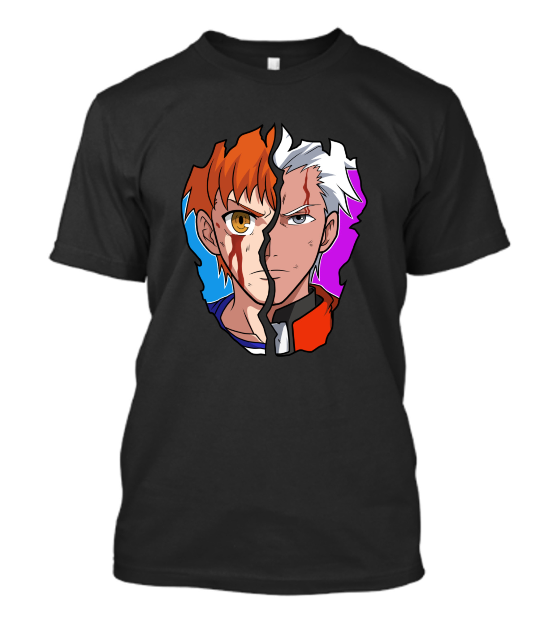 Emiya Archer Shirou Split Face Fate Stay Night T-Shirt