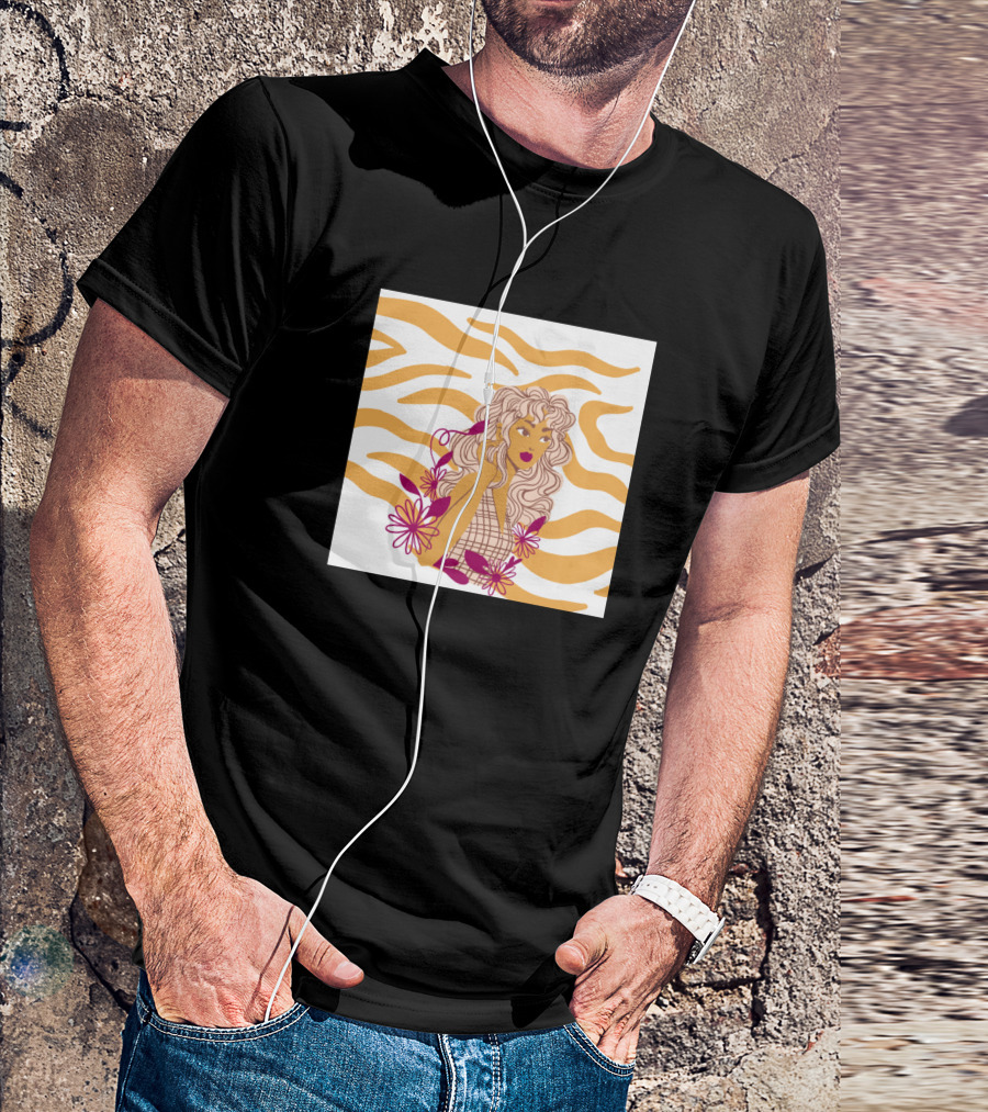 Fancy Girl Floral Waves Aesthetic T-Shirt