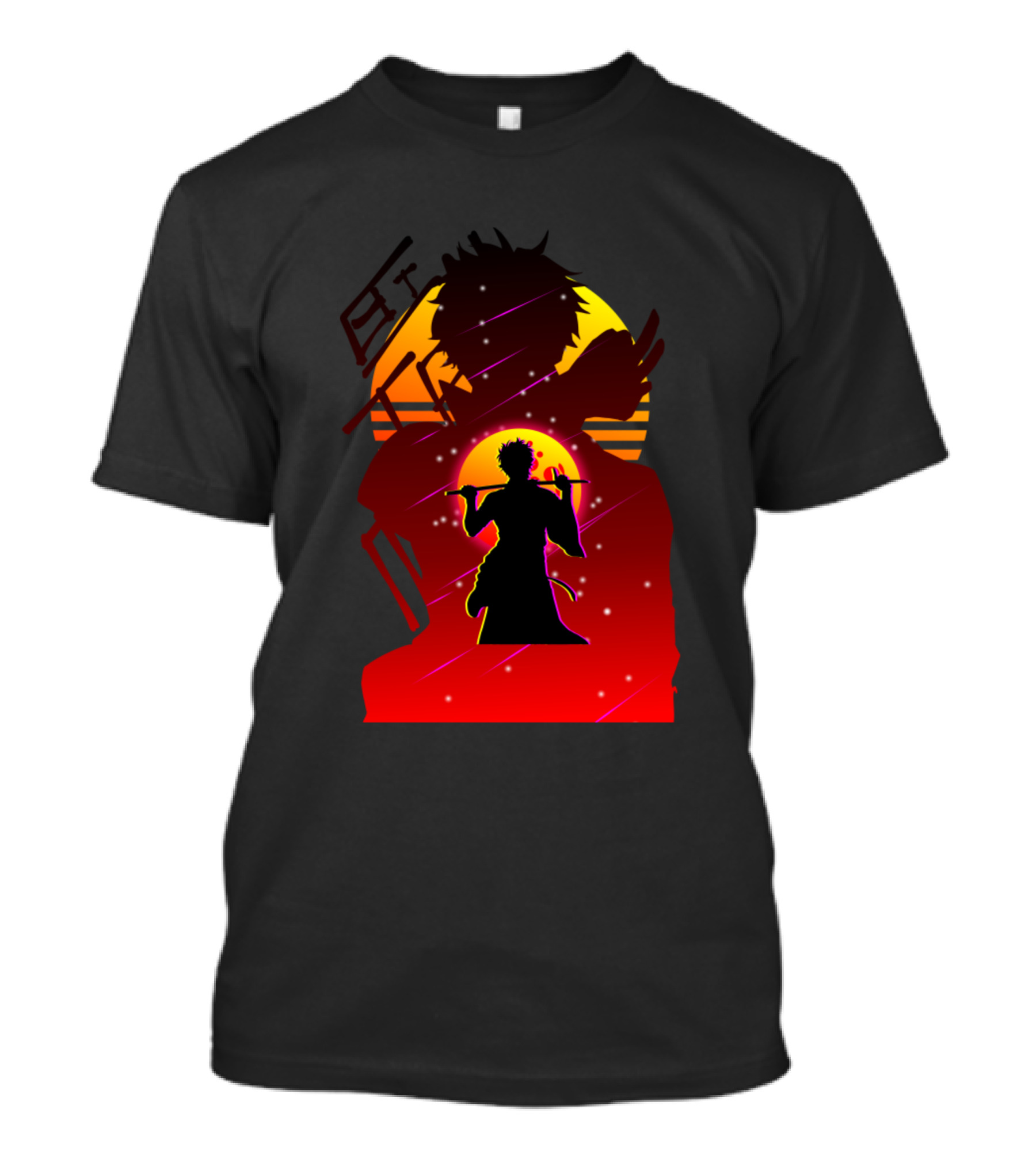 Gintoki Silhouette Against Red And Yellow Sunset Gintama Scene T-Shirt