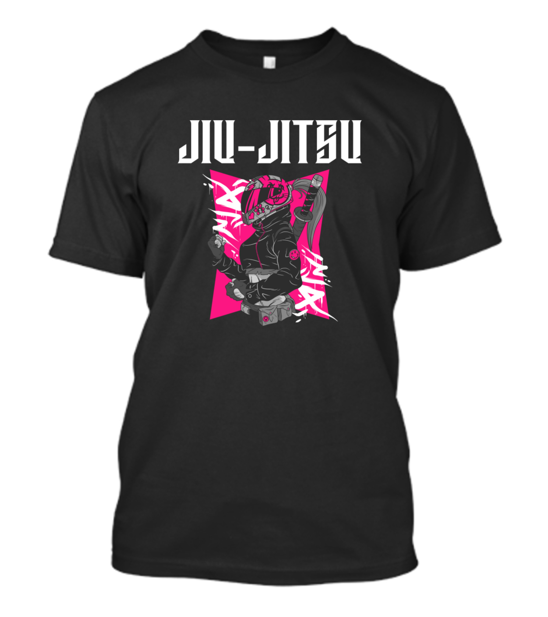Jiu Jitsu Biker Girl Pink Warrior Fighter T-Shirt