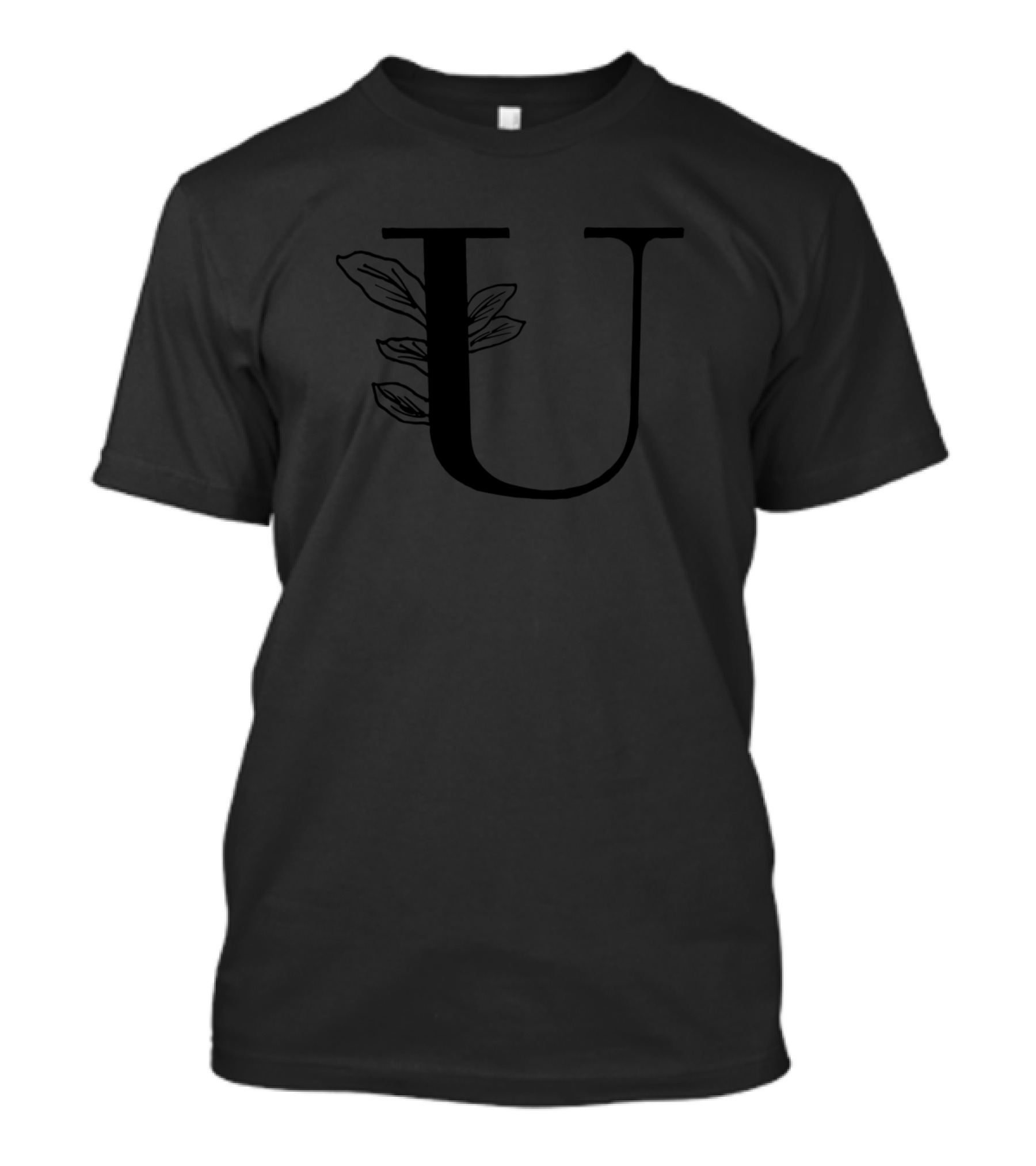 Letter U With Rose Leaf Outline T-Shirt