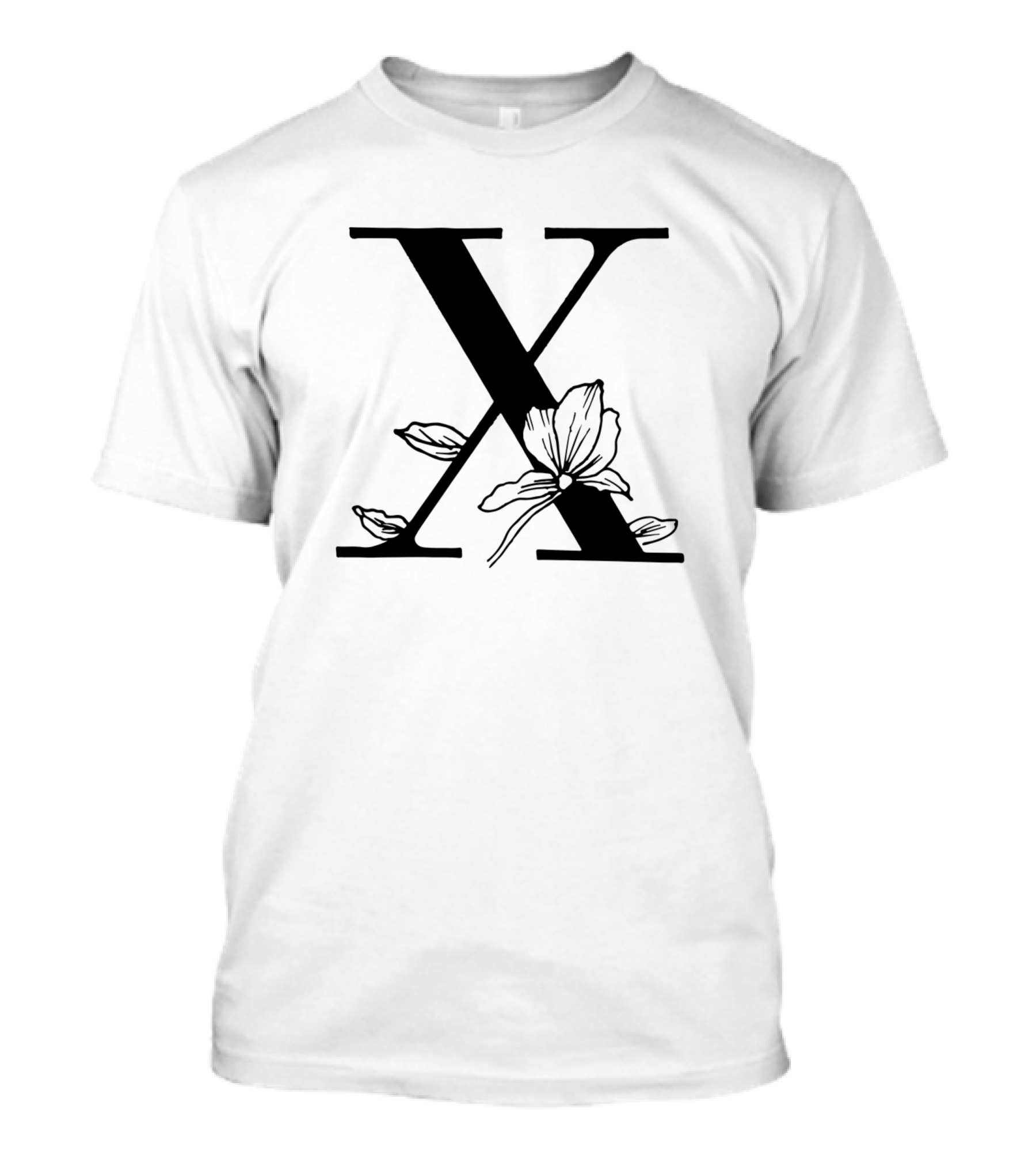 X Monogram With Floral Rose Garland T-Shirt