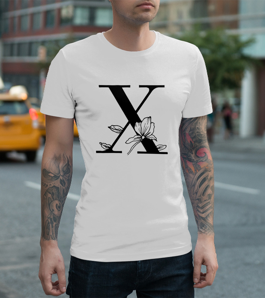 X Monogram With Floral Rose Garland T-Shirt