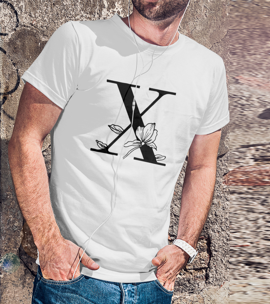 X Monogram With Floral Rose Garland T-Shirt
