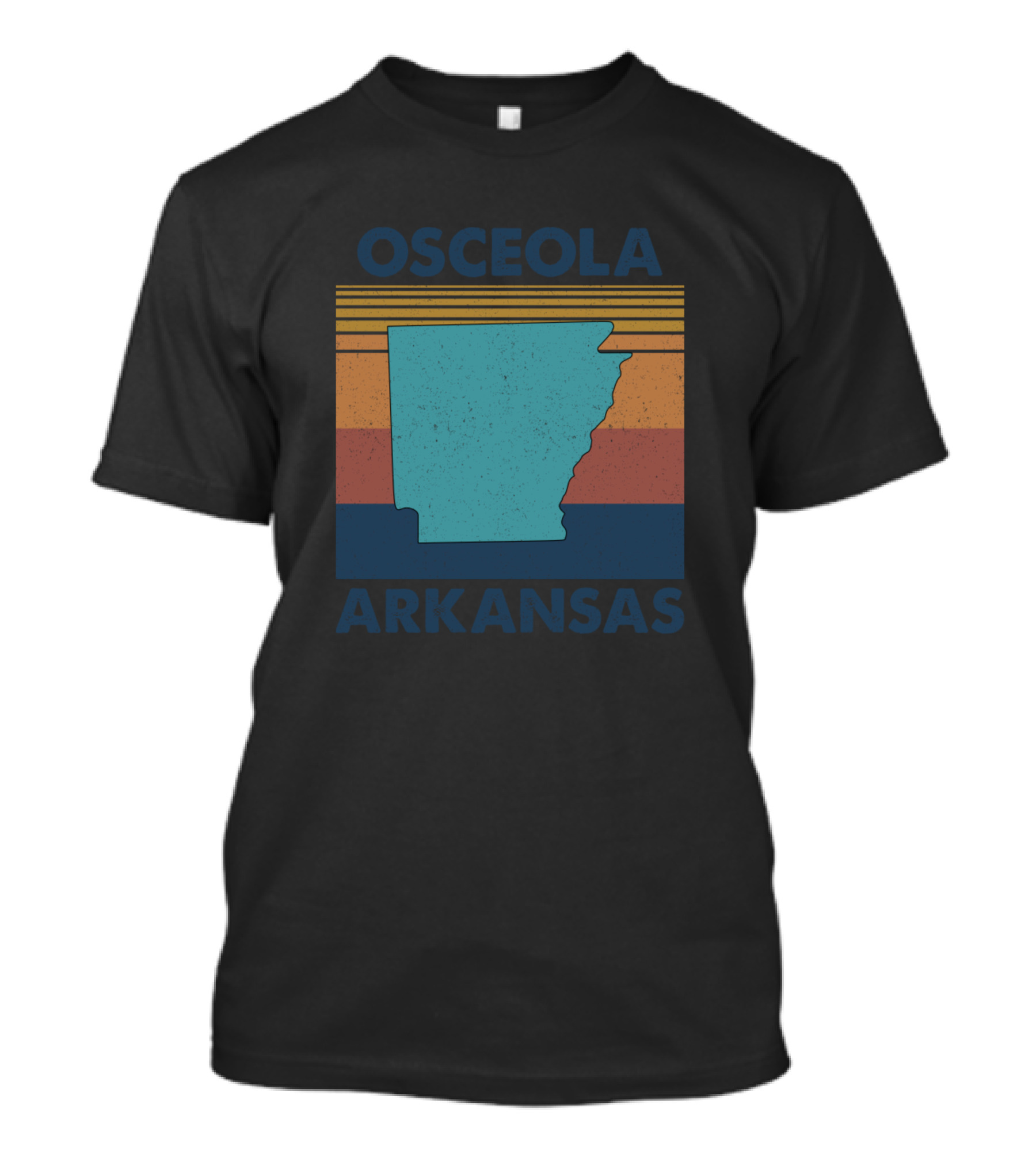 Osceola Arkansas Retro Style With State Map And Stripes T-Shirt