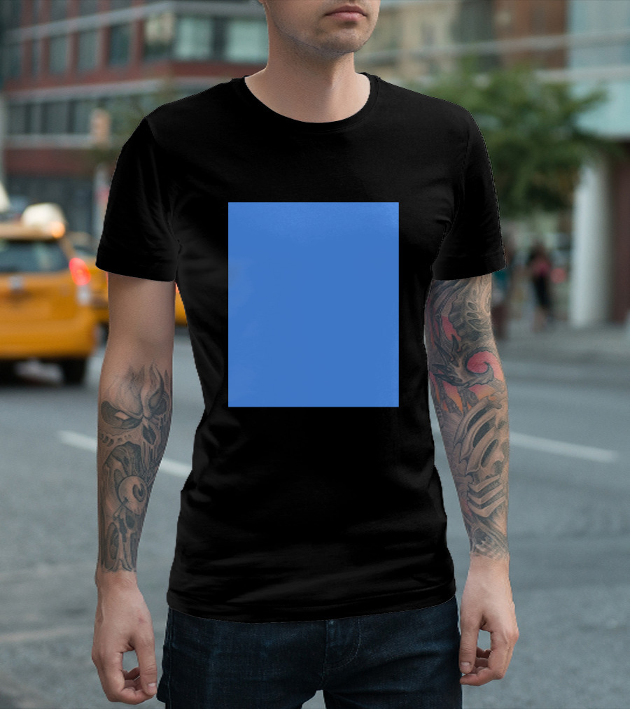 Plain Blue Square Minimalist Aesthetic T-Shirt