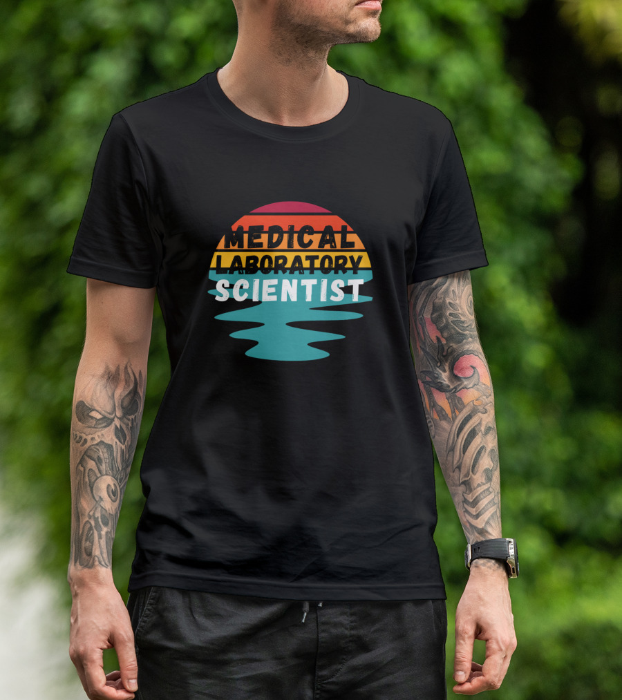Medical Laboratory Scientist Retro Vintage Sunset With Waves T-Shirt