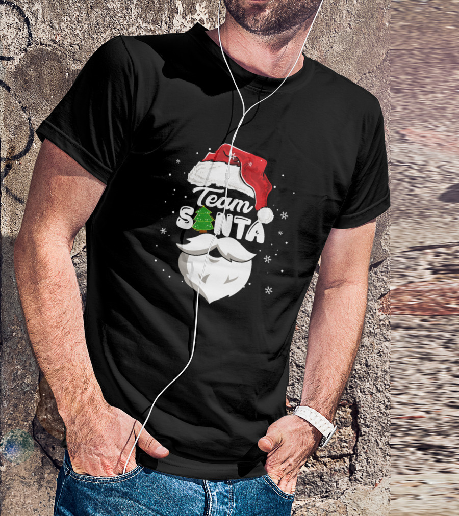 Team Santa Christmas Family Matching Unique Beard Snowflakes Hat Tree T-Shirt