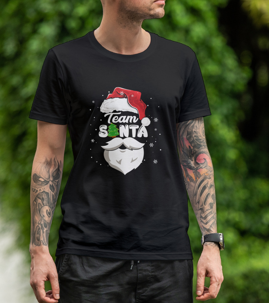 Team Santa Christmas Family Matching Unique Beard Snowflakes Hat Tree T-Shirt