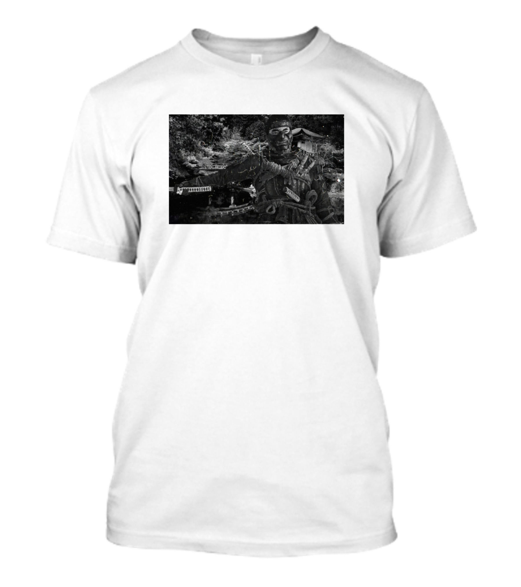 Ghost Samurai Warrior In Japanese Garden Scene T-Shirt