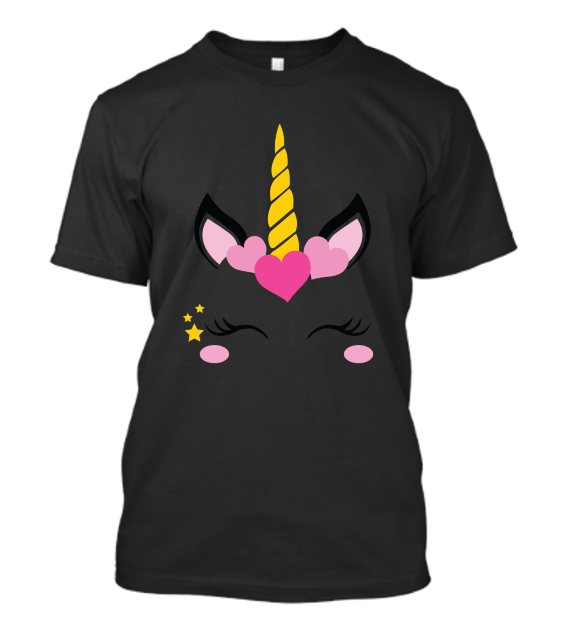 Unicorn Love Heart Horn With Stars And Blush Cheeks T-Shirt