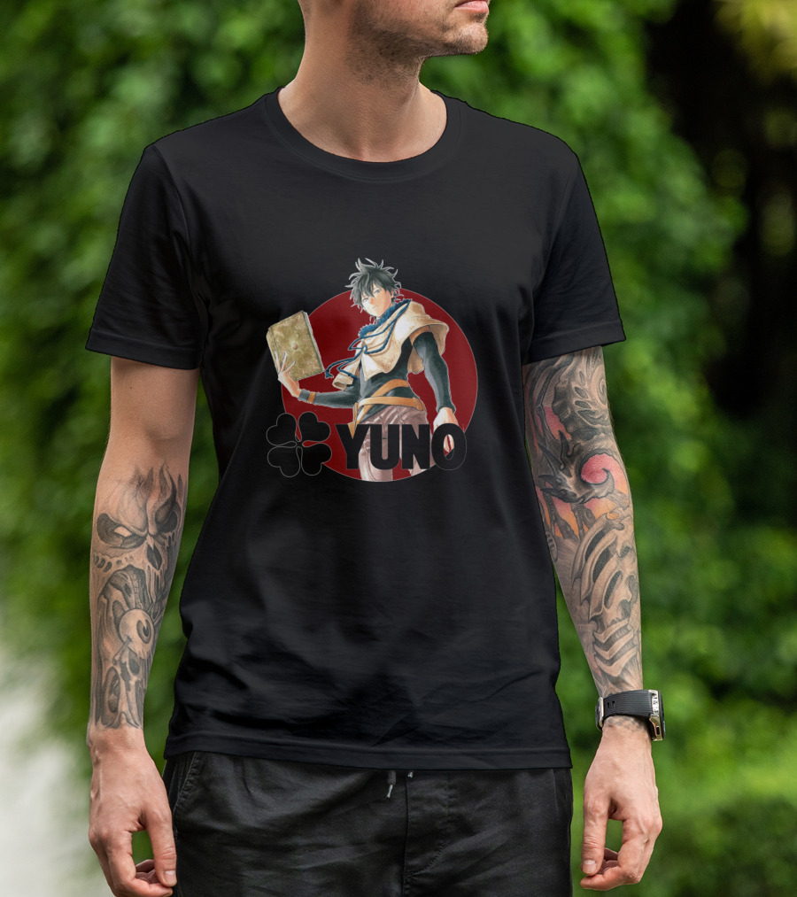 Yuno Magic Knights Anime Character With Clover Emblem T-Shirt