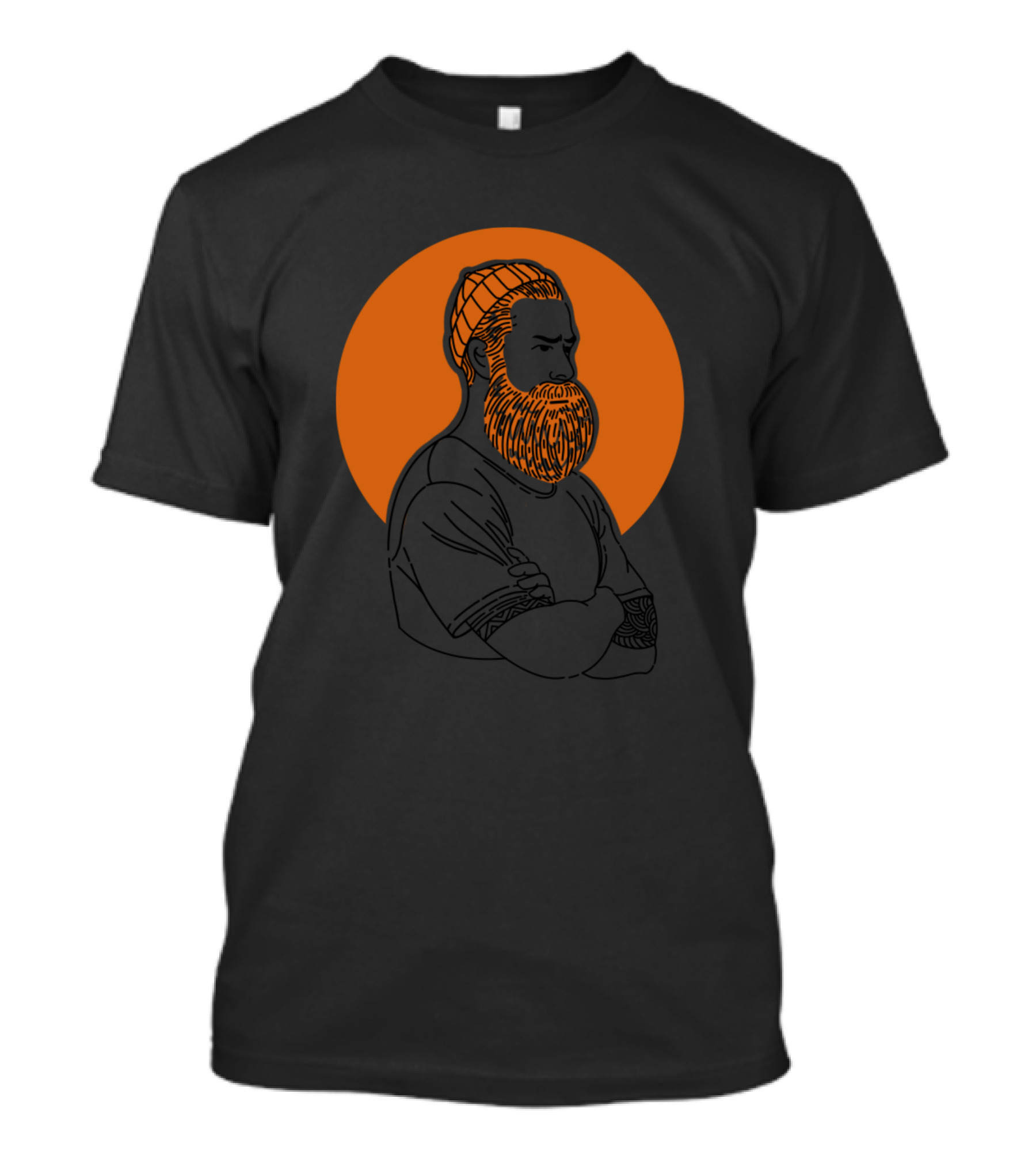 Beard Life Beanie Orange Circle Tattooed Arms T-Shirt