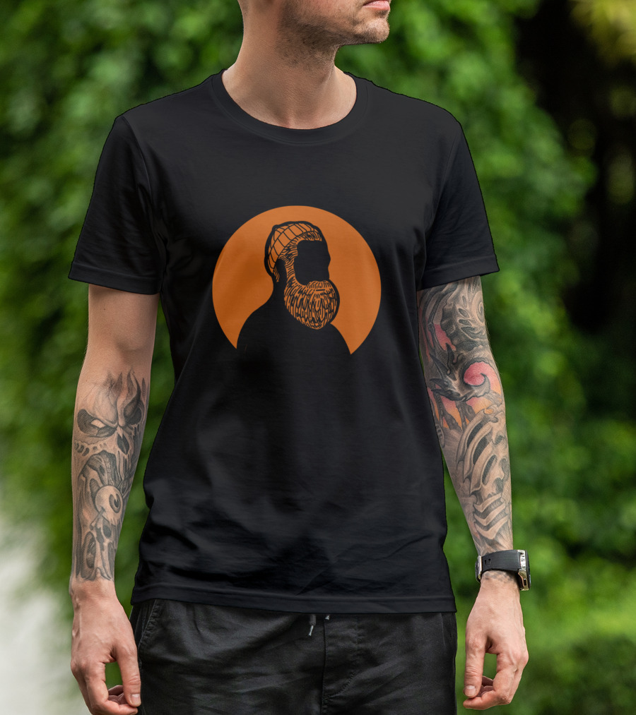 Beard Life Beanie Orange Circle Tattooed Arms T-Shirt